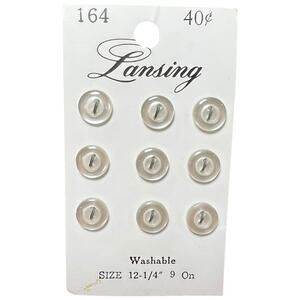 Vintage Lansing Clear Pearlescent Buttons Original Card 9 Washable